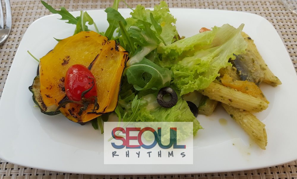 Grilled vegetables, salad